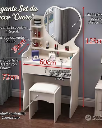 Postazione trucco specchiera console toletta