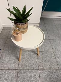 Tavolino Rotondo Bianco Gambe Legno Nordico