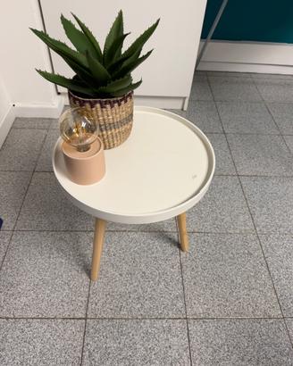 Tavolino Rotondo Bianco Gambe Legno Nordico