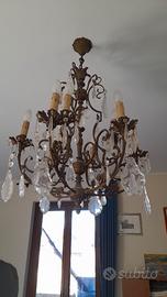 Lampadario in bronzo e cristallo