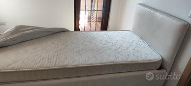 Letto contenitore singolo  bianco in pelle