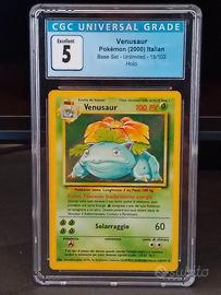 🌿 Pokémon Venusaur Holo Base Set - CGC 5 (Italian