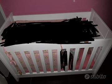 lettino bianco laccato più materasso come nuovo 