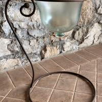 Alzata in ferro battuto con vaso vetro