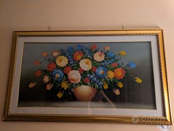 quadro floreale cornice dorata