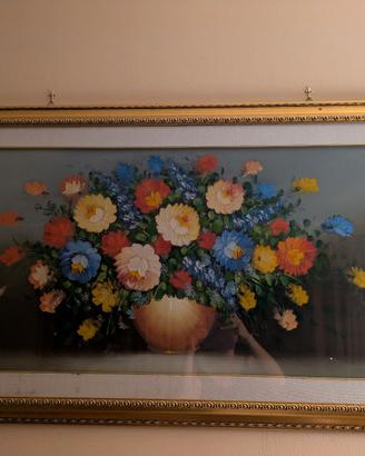 quadro floreale cornice dorata