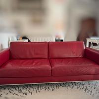 Divano in pelle rosso 3 posti