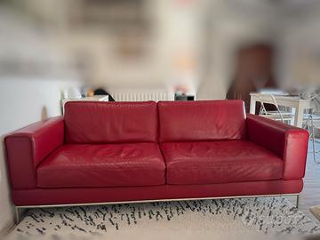 Divano in pelle rosso 3 posti