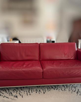 Divano in pelle rosso 3 posti