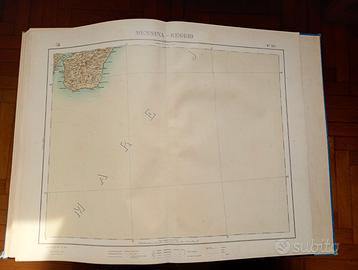 CARTA GEOGRAFICA DI MESSINA E REGGIO CALABRIA 1908