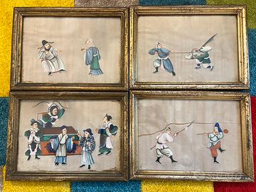 Dipinti cinesi a guazzo su carta di midollo