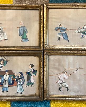 Dipinti cinesi a guazzo su carta di midollo