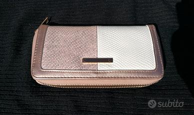Portafogli pitonato rosa, bianco e oro NUOVO