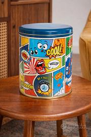 contenitore metallo grafiche pop art 