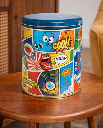 contenitore metallo grafiche pop art 