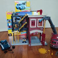 Caserma dei pompieri+auto della polizia imaginext