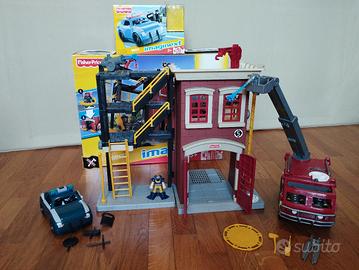 Caserma dei pompieri+auto della polizia imaginext