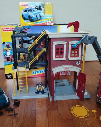 Caserma dei pompieri+auto della polizia imaginext