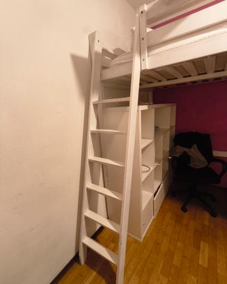 letto soppalco Ikea bianco 1 piazza e mezza.