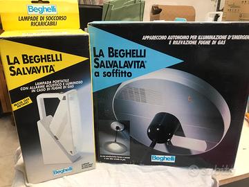 Vintage coppia lampade emergenza e sensore gas