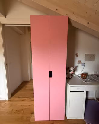 Armadio IKEA SMÅSTAD / PLATSA rosa e bianco 2 ante