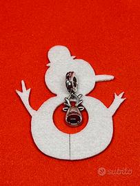 Charm Pendente Renna Naso Rosso in S925