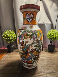Vaso cinese porcellana fenice fiori vintage raro