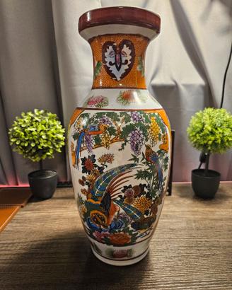 Vaso cinese porcellana fenice fiori vintage raro