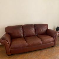 divano 3 posti in cuoio marrone