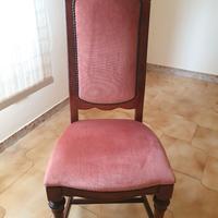 Set 6 sedie in legno massello velluto rosa