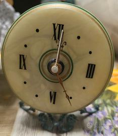 Orologio da tavolo vintage in onice/alabastro
