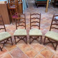 4 Sedie Classico  in Legno con Seduta a Molla