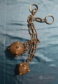 CATENA DECORATIVA ETNICA CON SFERE IN LEGNO INTAGL