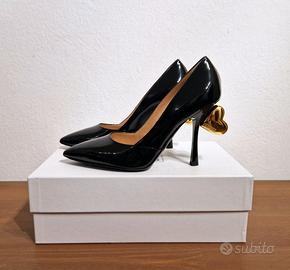 Decolletè, tacco, pelle vernice,nero,Moschino,38,5