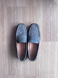 Mocassini Geox vera pelle grigi blu uomo