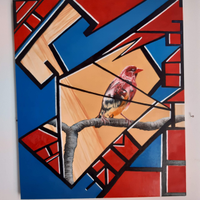 Dipinto astratto geometrico pettirosso europeo