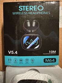 auricolari wireless modello M64 + custodia nuovi