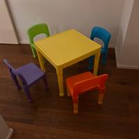 Set tavolino e 4 sedie per bambini