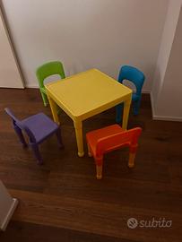 Set tavolino e 4 sedie per bambini