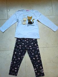 Completo bimba maglietta e leggings tg. 4 anni