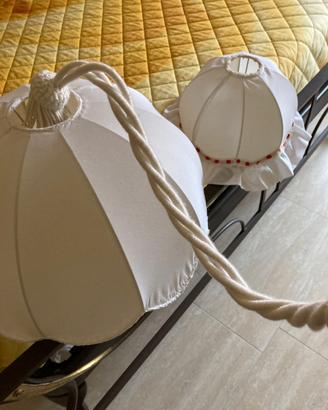 lampadario + bajour in tessuto