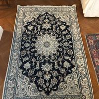 Tappeto persiano bianco e blu 198 x 124