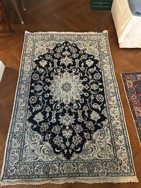 Tappeto persiano bianco e blu 198 x 124