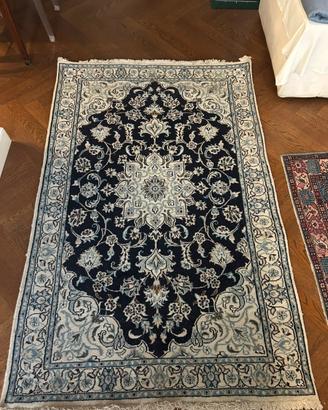 Tappeto persiano bianco e blu 198 x 124