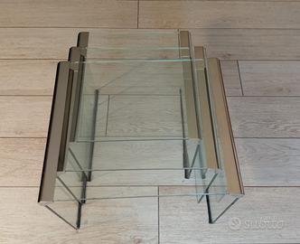 Trio design tavolini in cristallo temperato