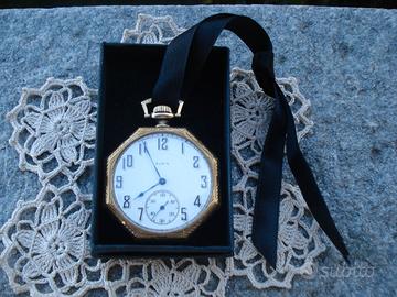 Raro orologio tasca elgin ottagonale in oro 