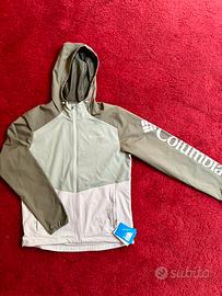 Giacca a vento trekking columbia verde beige nuovo