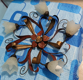 Plafoniera Lampadario a Soffitto 5 Luci in Ferro
