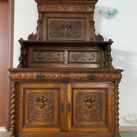 Mobile piu tavolo antico in noce nazionale