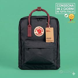zaino Fjallraven Kanken nero e rosso